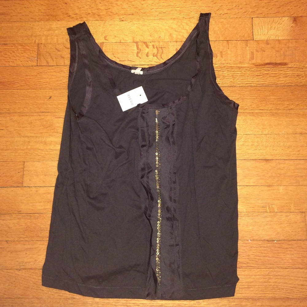 NWT J.Crew Dark Grey Sequin Ruffle Tank